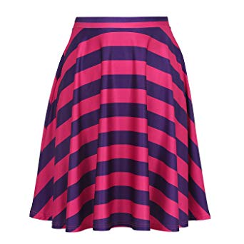 HDE Skirts for Women - Midi Skirt Skater Skirt Knee Length High Waist Fun Prints