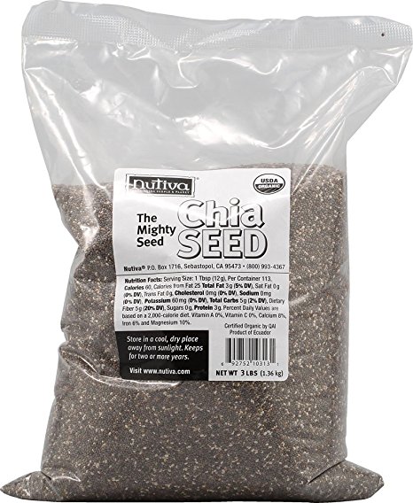 Nutiva Organic Chia Seeds, 3-Pound Bags