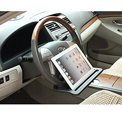 Jeasun Vehicle Portable Desk, Steering Wheel Multi-use Car Tray Stand/Car Food Eating Table/IPad Notebook Holder, Black