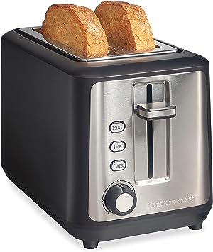 Hamilton Beach Gourmet 2 Slice Extra-Wide Slot Toaster with Sure-Toast Technology, Shade Selector, Bagel Setting, Black and Stainless Steel (22996)