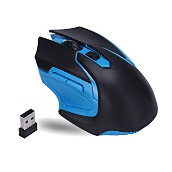 Perman Portable 3200DPI 2.4GHz Wireless Optical Gaming Mouse Mice with USB Receiver for Computer PC Laptop Notebook Blue