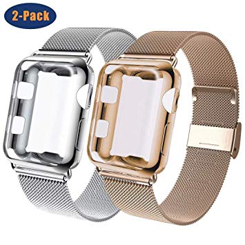 GBPOOT Compatible for Apple Watch Band 38mm 40mm 42mm 44mm with Screen Protector Case, Sports Wristband Strap Replacement Band with Protective Case for Iwatch Series 5/4/3/2/1