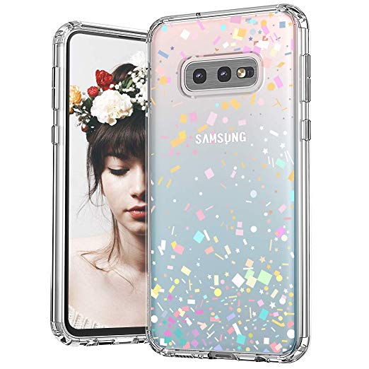 MOSNOVO Galaxy S10e Case, Colorful Confetti Printed Pattern Clear Design Transparent Plastic Hard Back Case with TPU Bumper Protective Case Cover for Samsung Galaxy S10e