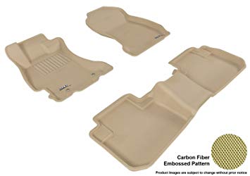 3D MAXpider Complete Set Custom Fit All-Weather Floor Mat for Select Subaru Forester Models - Kagu Rubber (Tan)