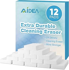 AIDEA Magic Sponges Cleaning Eraser, 12 Pads Multipurpose Sponge for Household, Powerful Scrubber Foam Pads for Multi-Surface Cleaning: Furniture, Bathroom, Sink, Floor, Baseboard, Wall