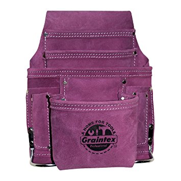 Graintex SS1123 Purple Leather 10 Pocket Tool Pouch