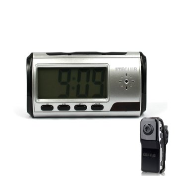 Eyeclub Alarm Clock Camera with One More Mini DV HD Mini Video DVR with Silver Sheen Motion Detection