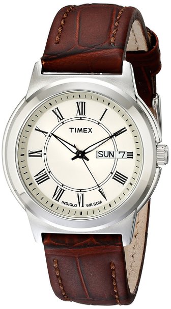 Timex Mens T2E581 Elevated Classics Dress Brown Leather Strap Watch