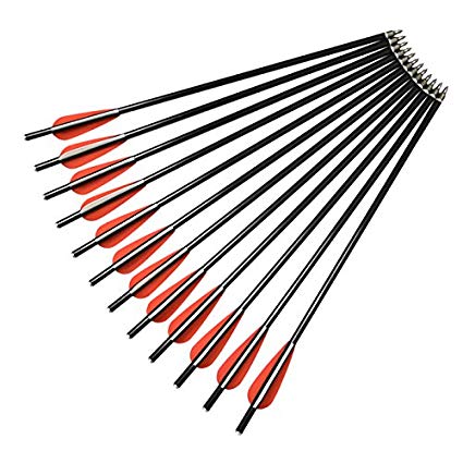 NIKA ARCHERY 12X Crossbow Bolts Fiberglass Arrows with Flat Nock for Outdoor Hunting