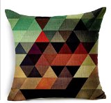 wendana Decorative Colorful Traiangle Pillow Covers Geometry Linen Pillowcase 18 x 18 inches