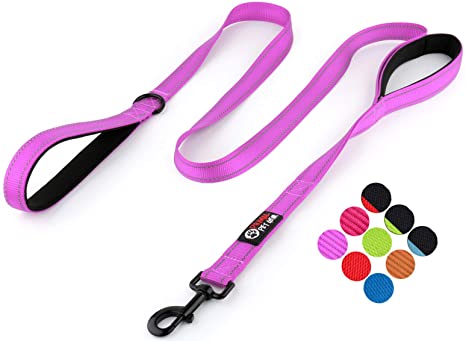 Primal Pet Gear Dog Leash 6ft Long - Light Purple - Traffic Padded Two Handle - Heavy Duty - Double Handles Lead for Control Safety Training - Leashes for Large Dogs or Medium Dogs
