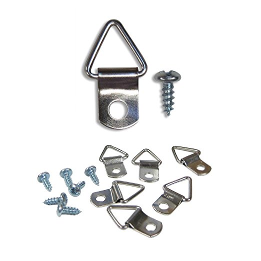 100 Pack Picture Frame Triangle Ring Hanger Picture Hanger with Screws 1 1/8" x 9/16"