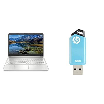 HP 15s AMD Ryzen 3- 5300U 15.6inch(39.6cm) FHD Laptop (8GB RAM/512GB SSD, Micro-Edge, Anti-Glare Display/Radeon Graphics) & v150w 32GB USB 2.0 Flash Drive (Blue)