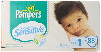 Pampers Swaddlers Sensitive Diapers Super Pack Size 1, 88 Count