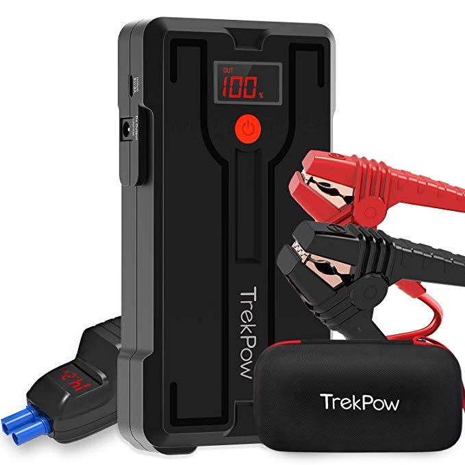 Car Jump Starter, TrekPow G39 1200A Peak 12V Battery Jumper Starter (up to 6.5L Gas/5.5L Diesel Engine) Auto Booster Jump Pack Portable with Smart Jumper Cables, QC 3.0 Phone Charger, Storage Case