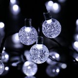 ICICLE Solar Christmas String Lights Bubble Globe Decorative 20ft 30 Leds 8 Modes Lighting for Outdoor Garden Christmas Tree Wedding Party and Holiday Decorations Cool White