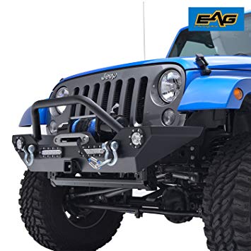 EAG 07-18 Jeep Wrangler JK Front Bumper With LED Lights and Receiver Hitch