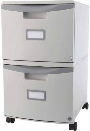 Storex 2-Drawer Mobile File Cabinet With Lock and Casters, Legal/Letter - Gray/Gray