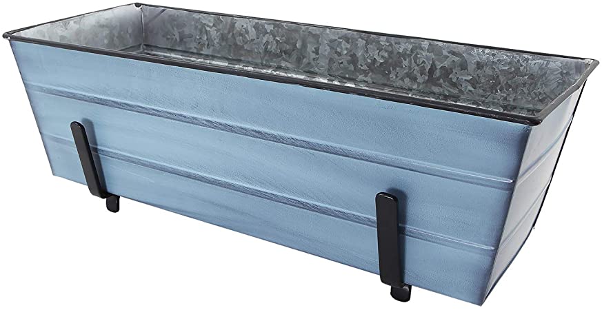 Achla Designs C20NB-K6 Medium Blue Flower 2 x 6 Railings Window Box with Brackets
