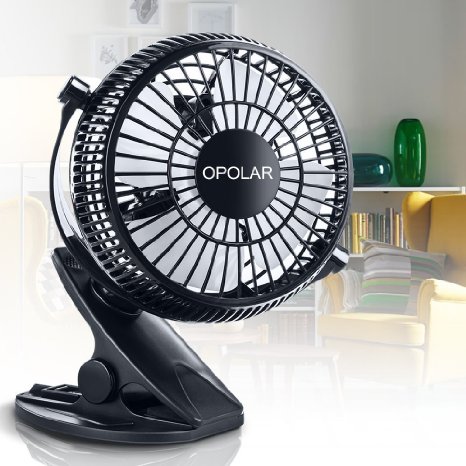 OPOLAR F801 Clip and Desktop Fan, 2 in 1 Applications, Strong Wind, USB Powered, 2 Speeds, Clip-on Fan, Desk Fan, Office Fan, Table Fan, Quiet Fan, Personal Fan, Small Cooling Fan, Black