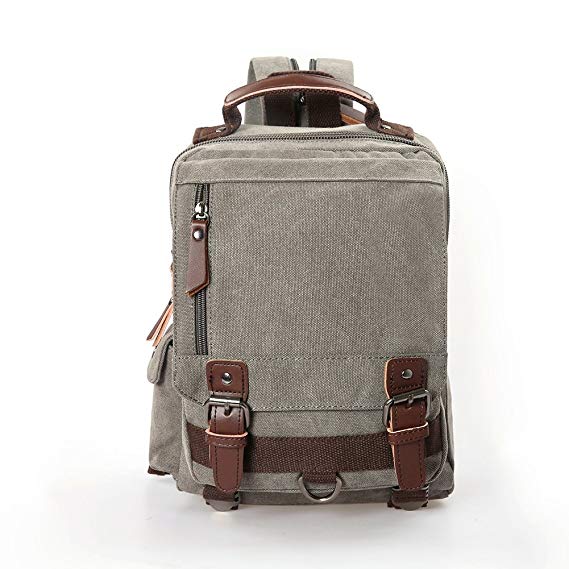 Dececos Mini Small Canvas Travel Backpack Purse Rucksack (Grey)
