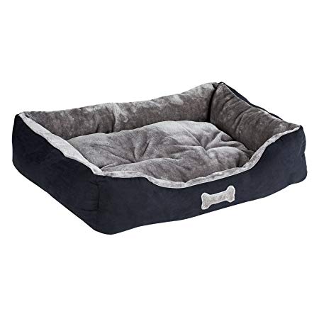 Me & My Black & Grey Medium Super Soft Dog Bed