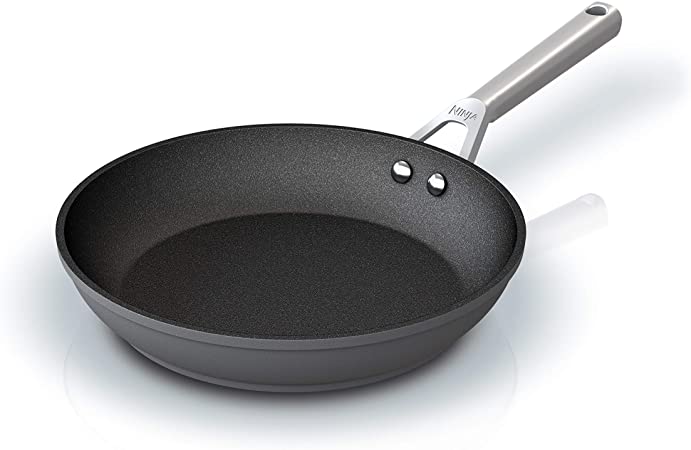 Ninja Foodi NeverStick Premium 10 1/4-Inch Fry Pan Nonstick Durable with Double-Riveted Handle and Oven Safe up to 500 Degrees Medium Slate Grey