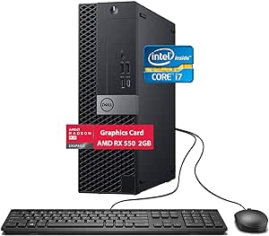 Dell Optiplex 7050 SFF Desktop PC, AMD Radeon RX550 2GB, Intel i7-7700 4-Cores 3.40GHz-4.0GHz 16GB DDR4 256GB SSD WiFi HDMI Duel Monitor Support Windows 10 Pro(Renewed)