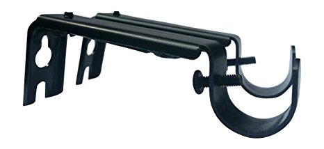 Adjustable Steel Curtain Rod Brackets - ⅝ or ¾ Inch Rod (Black)