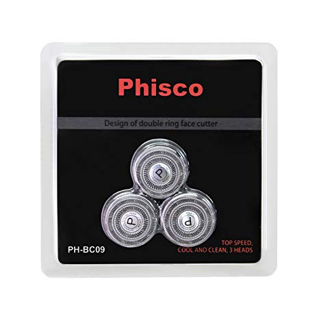 Phisco Shaver Replacement Head Blade Cutters 3 Pcs for Phisco Electric Shaver Razor for Men 2 in 1 Beard Trimmer Wet Dry Waterproof Men's Rotary Shaver USB Quick Rechargeable Shaving Razor