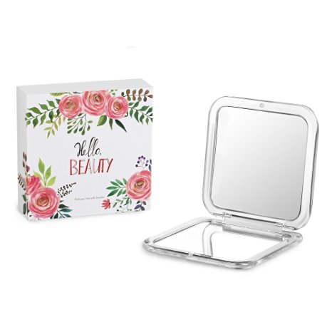 Jerrybox Double Sided Mirror, Compact Mirror, 5× Magnification   1× Mirror, Pocket-size, Travel