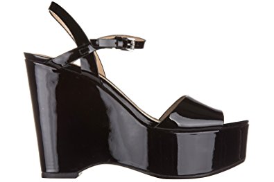 Michael Kors Women's Leather Shoes Wedges Sandals Leonora Black