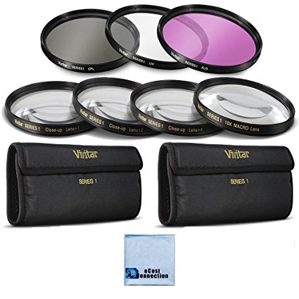 Vivitar 62mm High resolution Pro series Multi Coated HD 3 Pc. Digital Filter Set   62mm Pro Series High Quality 4pc HD Macro Close Up Filter Set  1  2  4  10   eCost Microfiber Cleaning Cloth