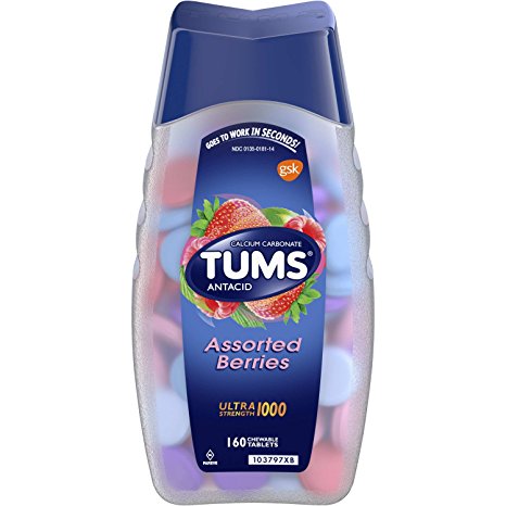 TUMS Ultra Strength Assorted Berries Antacid Chewable Tablets for Heartburn Relief, 160 count