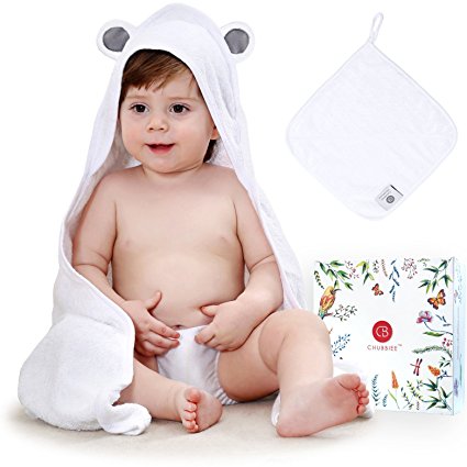 Premium 100% Organic Bamboo Baby Hooded Towel and Washcloth Gift Set, Extra Soft and Thick, Sized for Newborn, Infant and Toddler, Boy and Girl