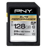 PNY Elite Performance 128 GB High Speed SDXC Class 10 UHS-I U3 up to 95 MBSec Flash Card P-SDX128U395-GE