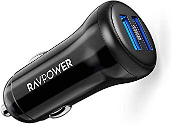 Car Charger, Dual USB Car Adapter RAVPower 24W/4.8A Cigarette Lighter USB Charger for iPhone Xs XR XS Max 8 7 Plus, Galaxy S9 S8 S7 and Android Devices