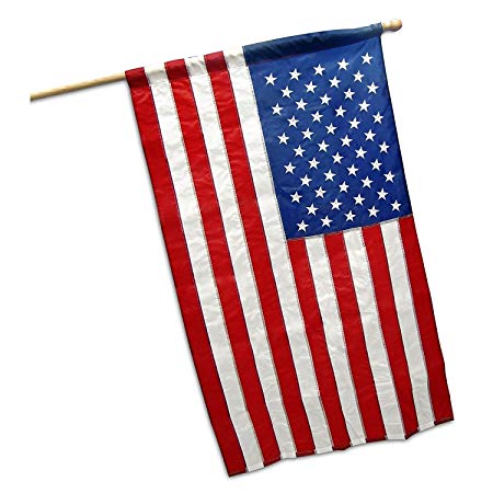 G128 - 6 Feet Tangle Free Spinning Flagpole (White) American Flag Pole Sleeve Embroidered 3x5 ft American Flag Pole Sleeve (Flag Included) Aluminum Flag Pole