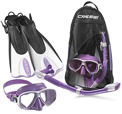 Cressi Made in Italy Palau Short Brisbane Mask Fin Snorkel Set