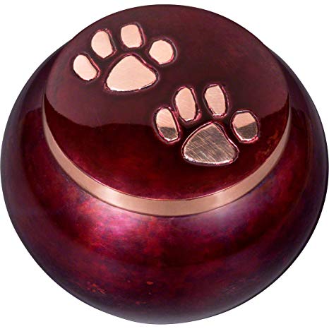 Best Friend Services Mia Paws Series Cremation Ash Urns for Dogs, Cats and Other Pets | Constructed of Brass with Assorted Color Finishes and Hand Carved Paws
