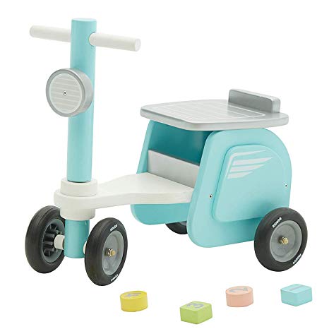 【New】labebe - Blue Ride On Toy, Kid Ride-On Motorcycle for 1-3 Years Old, Boy&Girl Sit Ride Push Toy, Wooden Motor Ride, Child Wood Balance Bike，Indoor&Outdoor Walker Toy Ride, First Birthday Gift