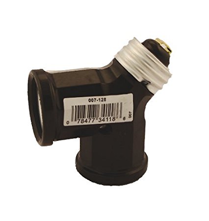 Leviton 128 15 Amp, 660 Watt, 250 Volt, Twin Light Socket Adapter, Brown