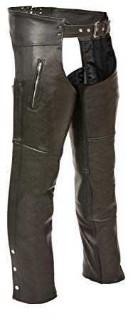 Milwaukee Leather Zippered Thigh Pocket Chaps (Black, Large)