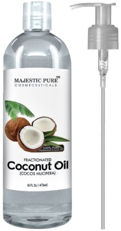 Fractionated Coconut Oil 16 Oz - 100% Pure & Natural - Moisturizer & Softener, Excellent Massage Oil from Majestic Pure