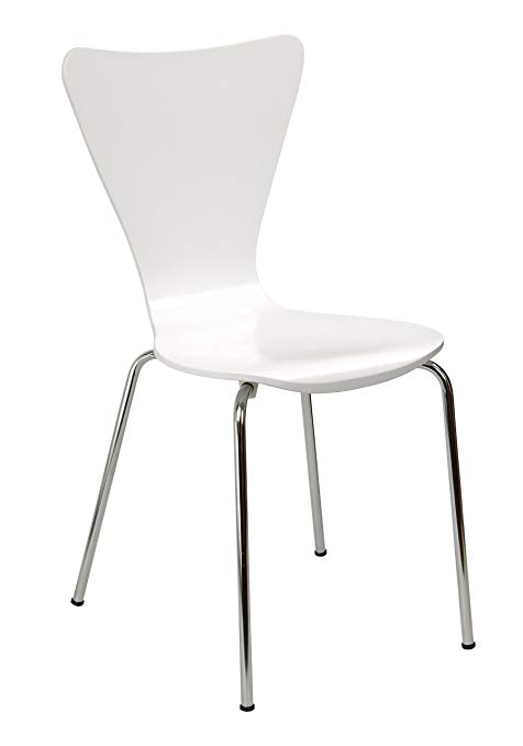 Legaré Furniture Modern Ergonomic Bent Plywood Chair for The Home, Office, or Work Space, White