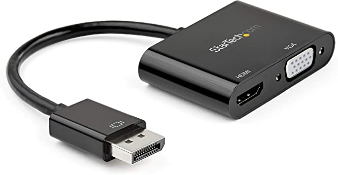 StarTech.com DisplayPort to HDMI VGA Adapter - DP 1.2 HBR2 to HDMI 2.0 (4K 60Hz) or VGA 1080p Converter Dongle - DP to HDMI or VGA Monitor Adapter - Digital Video Display Adapter (DP2VGAHD20)