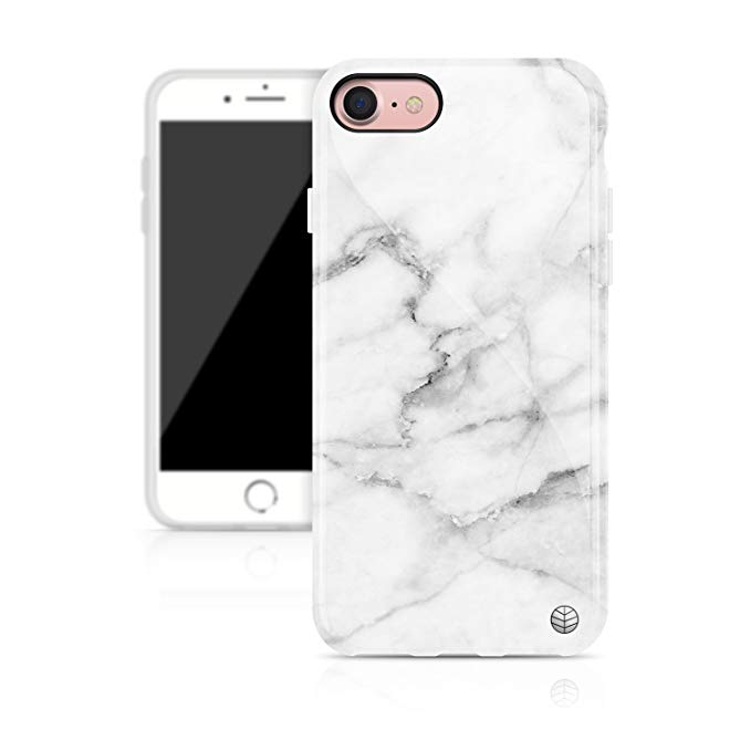 iPhone 8 & iPhone 7 case Marble, Akna New Glamour Series High Impact Flexible Silicon cover for both iPhone 8 & iPhone 7 (4.7"iPhone) [White Alpine Marble](378-U.S)