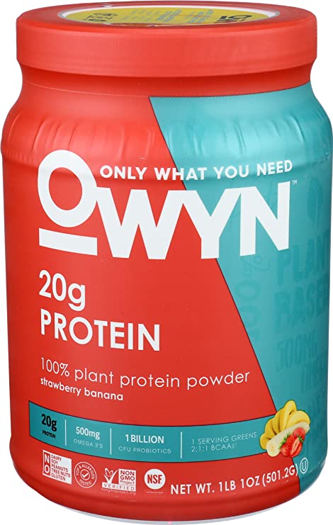 Owyn, Protein Powder Plant Based Strawberry Banana, 17 Ounce