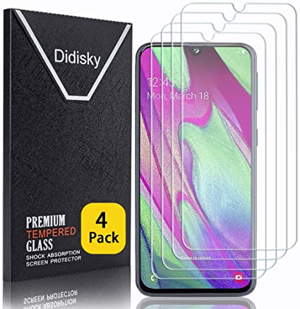 Didisky Tempered Glass Screen Protectors for Samsung Galaxy a40, [ 4 Pack ]Anti-Scratch, 9H Hardness,Bubble-Free, HD Clarity, Anti Scratch, Easy to install