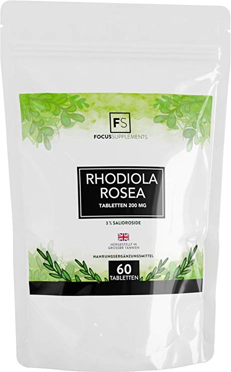 Rhodiola Rosea 200 mg Tablets | 3% Salidrosides | Weight Loss & Energy - Manufactured in The UK in ISO Certified Facilities (60 Tablets)